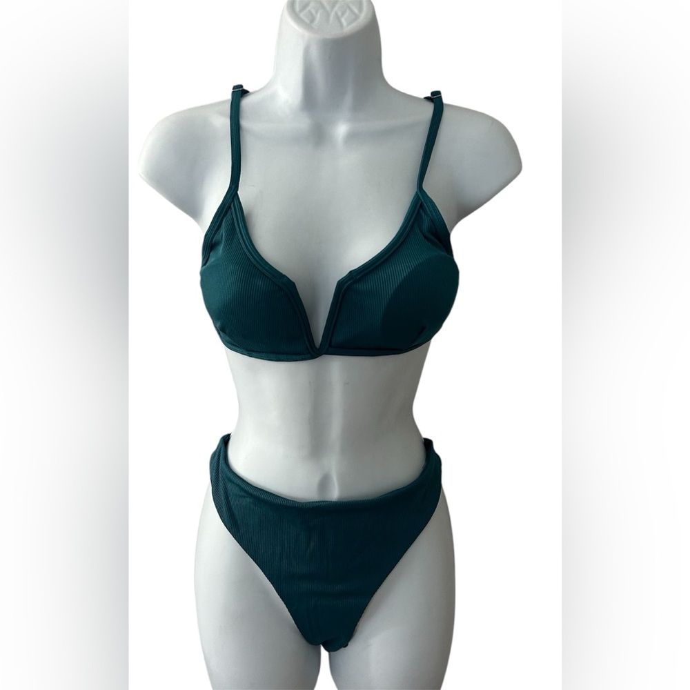 ZAFUL Teal Cheeky V-Wire Textured Bikini Women’s Size Medium NWT
